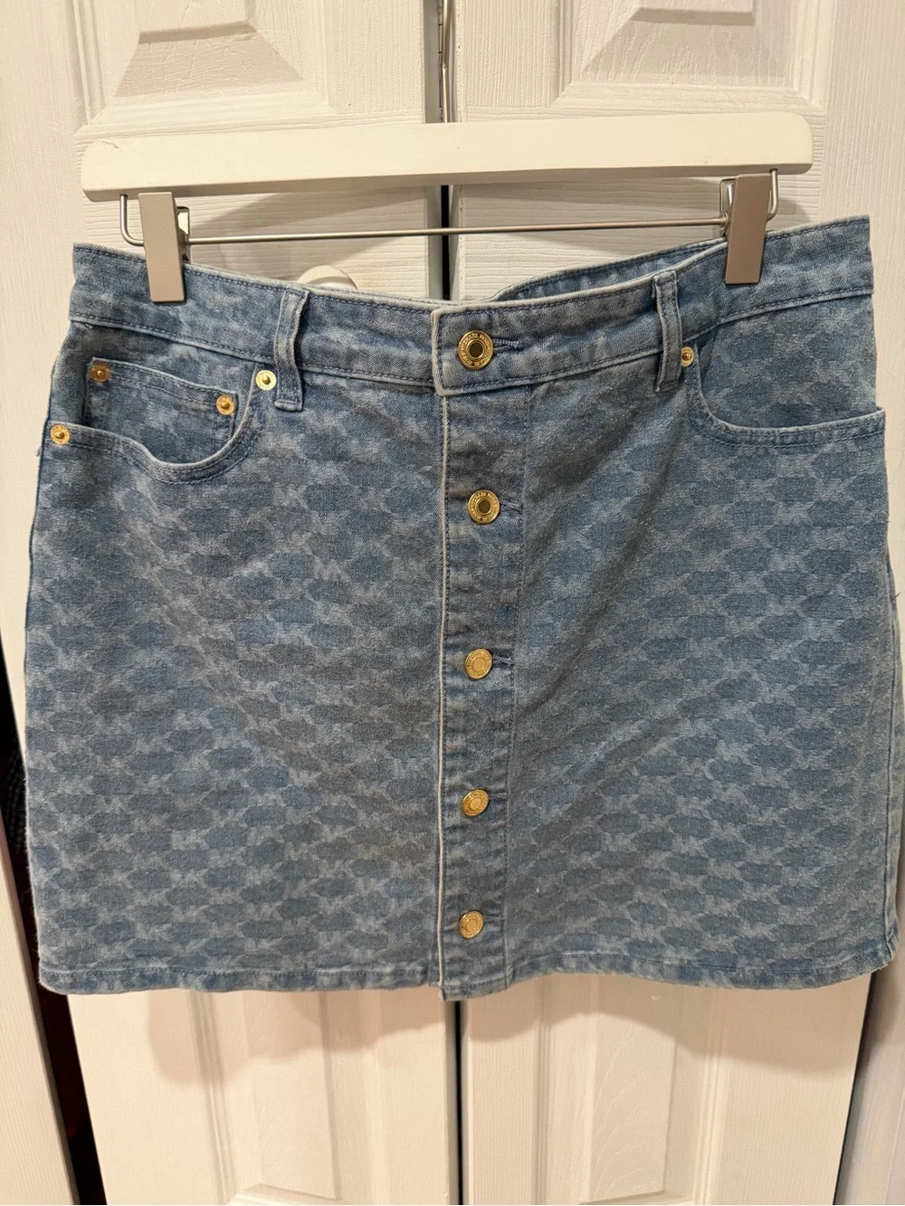Michael Kors Denim Button-Front Skirt